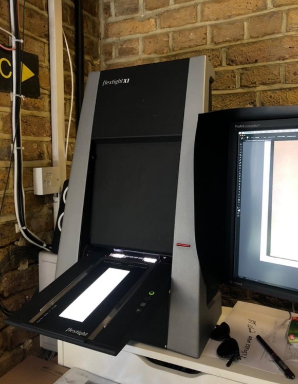 Hasselblad Flextight X1 scanner with a film holder loaded